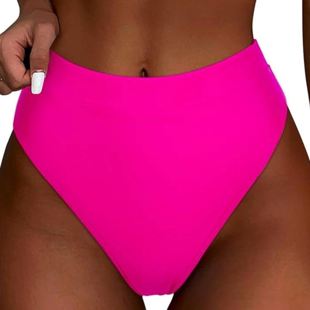 SUUKSESS High Waist High Cut Bikini Bottom Size L Hot Pink | Cheeky - Worn Once